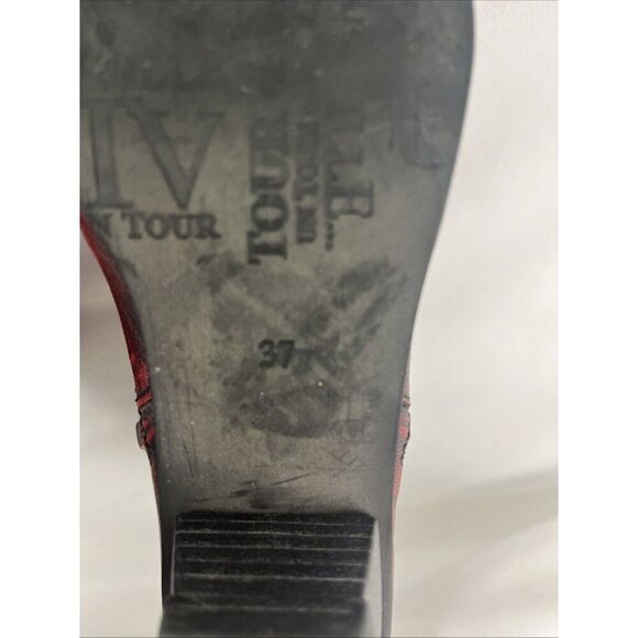 Un Tour en Ville Burgundy Distressed-Look Booties Womens EU Size 37 - Picture 7 of 9